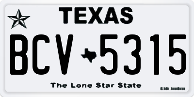 TX license plate BCV5315