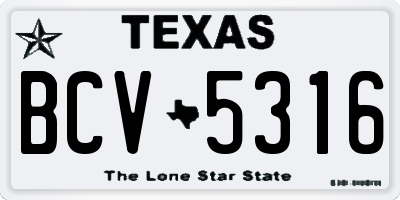 TX license plate BCV5316