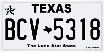 TX license plate BCV5318