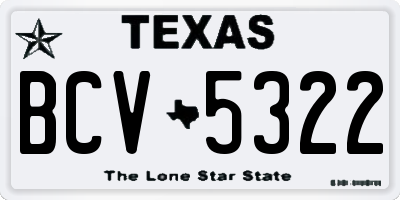 TX license plate BCV5322