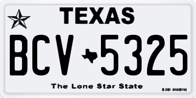 TX license plate BCV5325