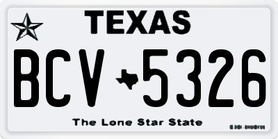 TX license plate BCV5326