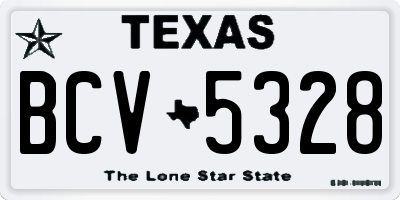 TX license plate BCV5328