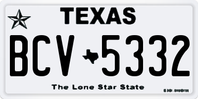 TX license plate BCV5332