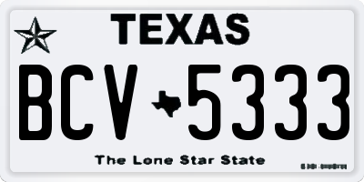 TX license plate BCV5333