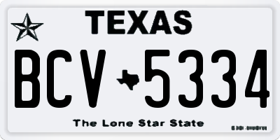 TX license plate BCV5334