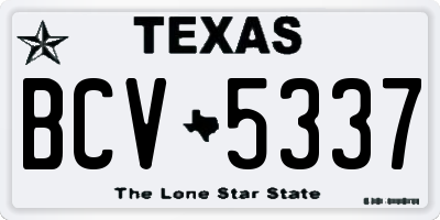 TX license plate BCV5337