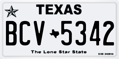 TX license plate BCV5342