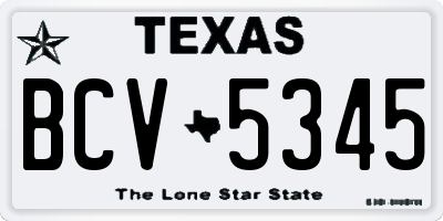 TX license plate BCV5345