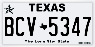 TX license plate BCV5347