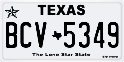 TX license plate BCV5349