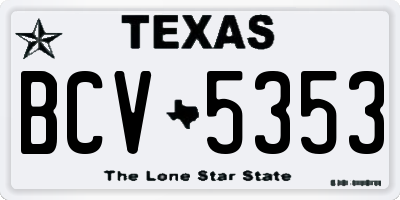 TX license plate BCV5353