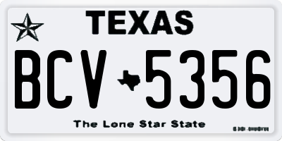 TX license plate BCV5356