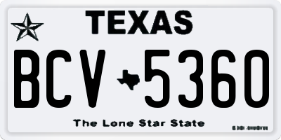 TX license plate BCV5360