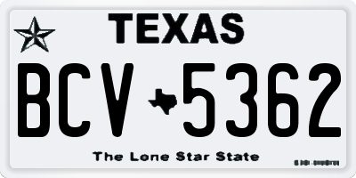 TX license plate BCV5362