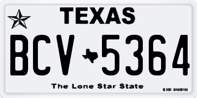 TX license plate BCV5364