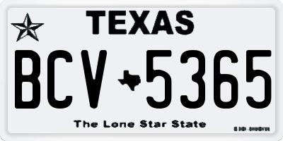 TX license plate BCV5365