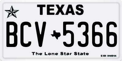 TX license plate BCV5366