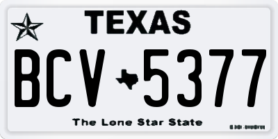TX license plate BCV5377