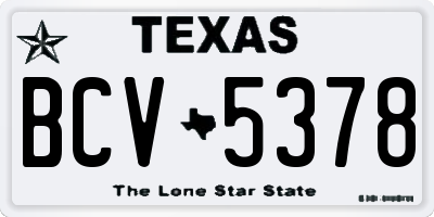 TX license plate BCV5378