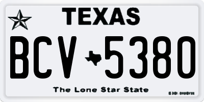 TX license plate BCV5380
