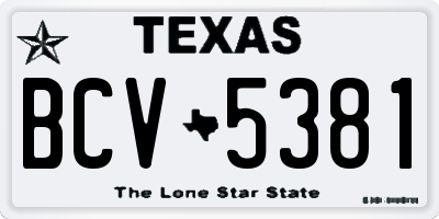 TX license plate BCV5381