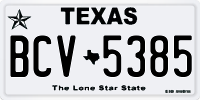 TX license plate BCV5385