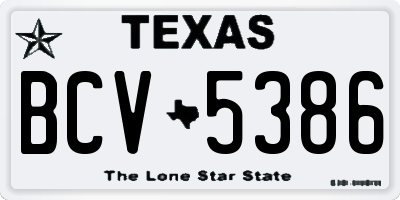 TX license plate BCV5386