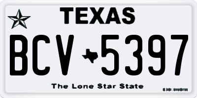 TX license plate BCV5397