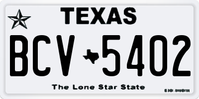TX license plate BCV5402