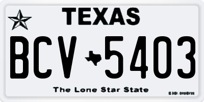 TX license plate BCV5403