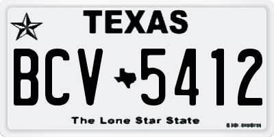 TX license plate BCV5412
