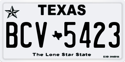 TX license plate BCV5423