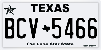 TX license plate BCV5466