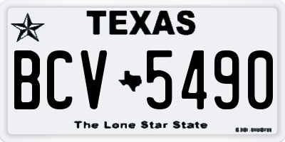 TX license plate BCV5490