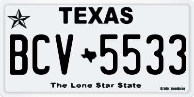 TX license plate BCV5533