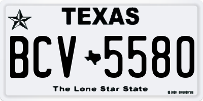 TX license plate BCV5580