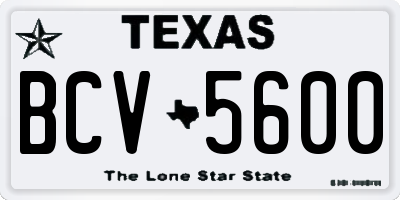 TX license plate BCV5600