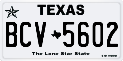 TX license plate BCV5602