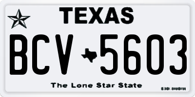 TX license plate BCV5603