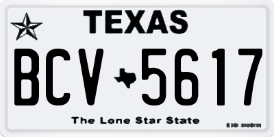 TX license plate BCV5617