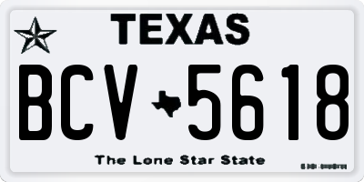 TX license plate BCV5618