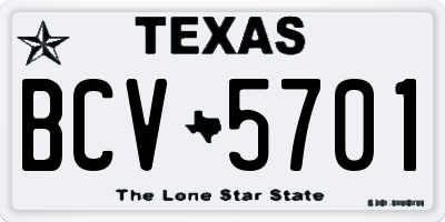 TX license plate BCV5701