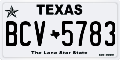 TX license plate BCV5783