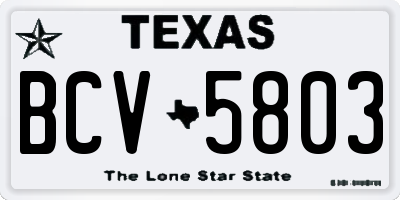 TX license plate BCV5803