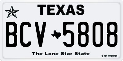 TX license plate BCV5808