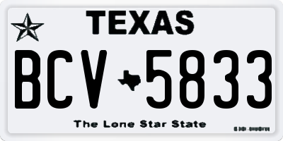 TX license plate BCV5833