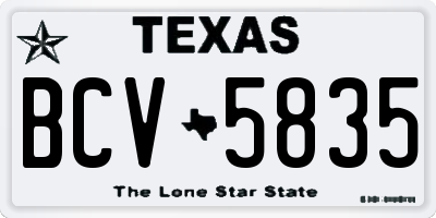 TX license plate BCV5835