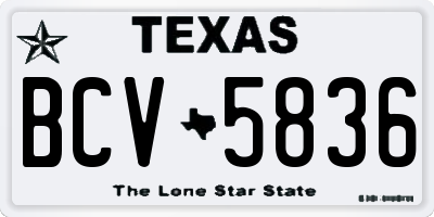 TX license plate BCV5836