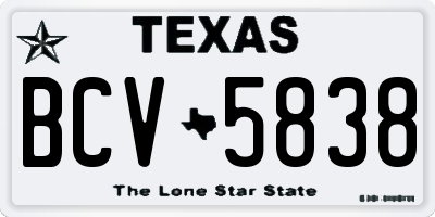 TX license plate BCV5838